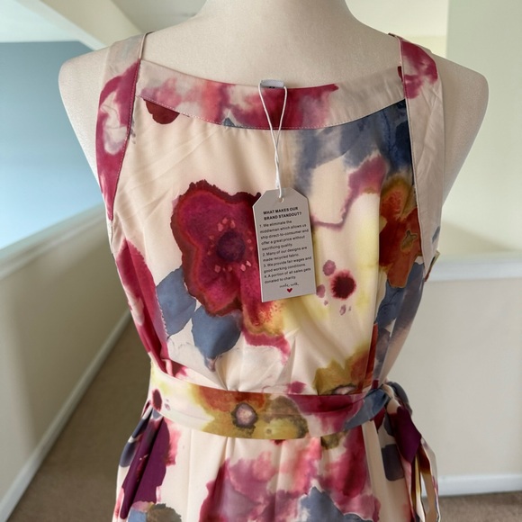 Watercolor Floral Faux Wrap Maxi Dress - Picture 6 of 8